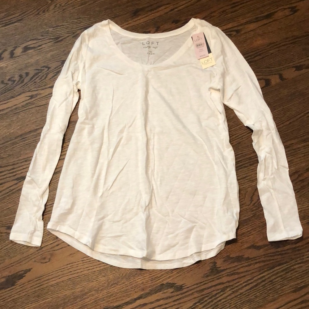 Loft White Long sleeve Maternity Shirt